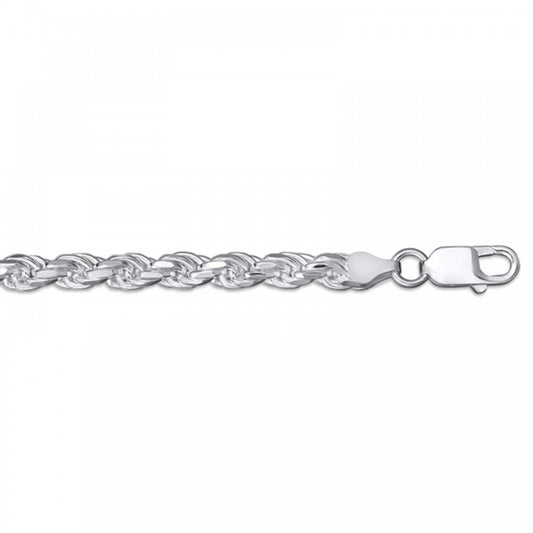 Sterling Silver Diamond Cut Solid Rope Chain 18"