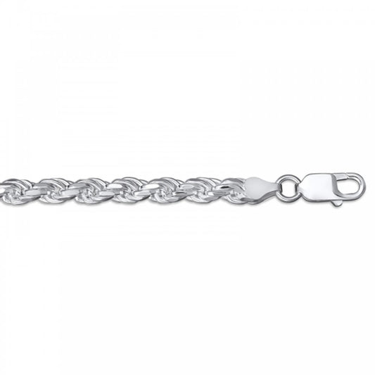 Sterling Silver Diamond Cut Solid Rope Chain 18"