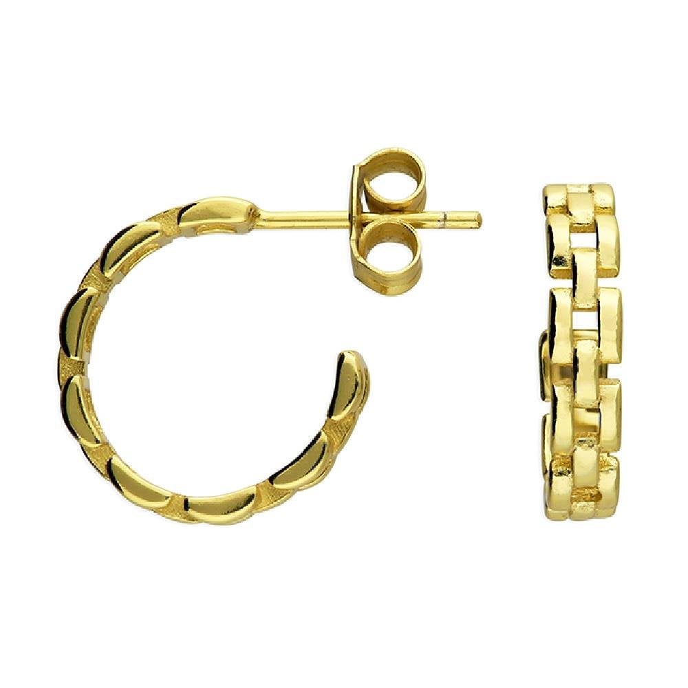 Sterling Silver Gold Plated Panther Stud Hoops 15mm