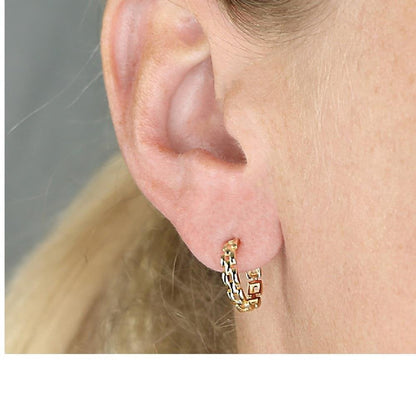 Sterling Silver Gold Plated Panther Stud Hoops 15mm