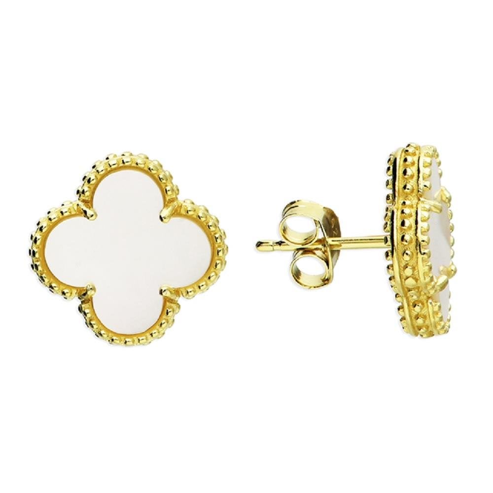 Sterling Silver Gold Plated Quatrefoil Earrings