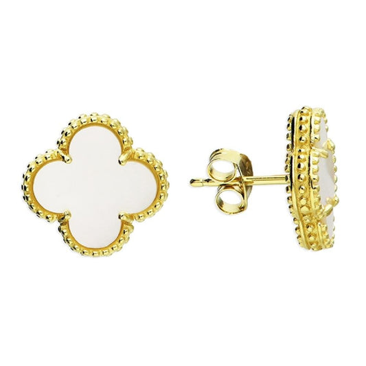 Sterling Silver Gold Plated Quatrefoil Earrings