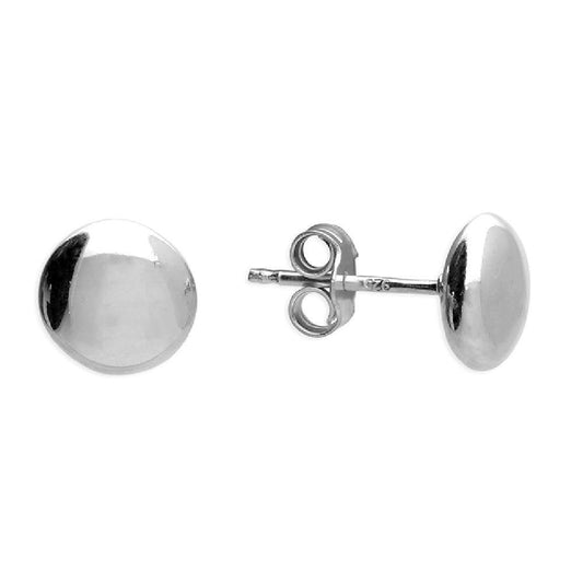Sterling Silver Large Button Stud Earrings