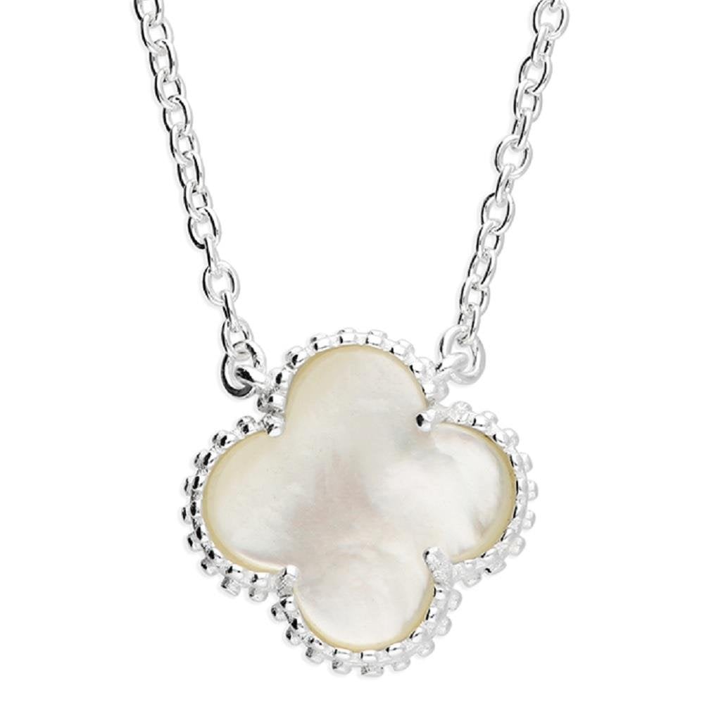 Sterling Silver Mother Of Pearl Quatrefoil Necklace