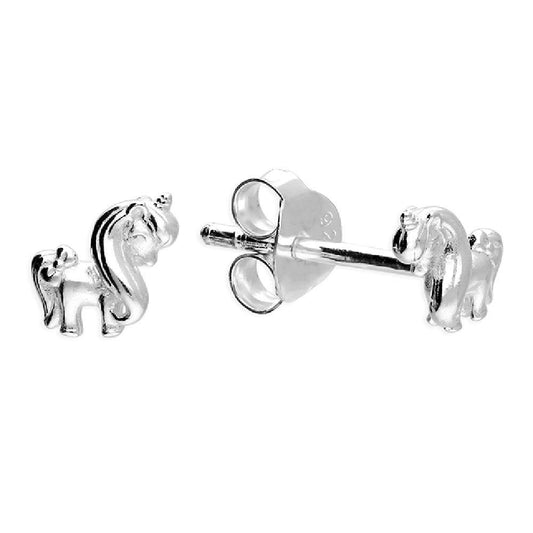 Sterling Silver Small Pony Stud Earrings