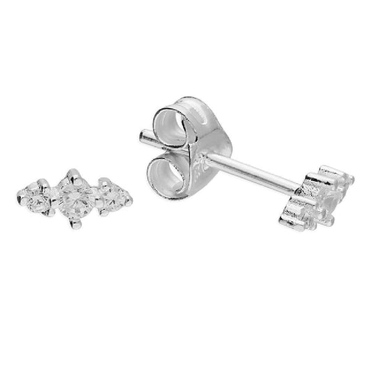 Sterling Silver Tiny CZ Wing Stud Earrings