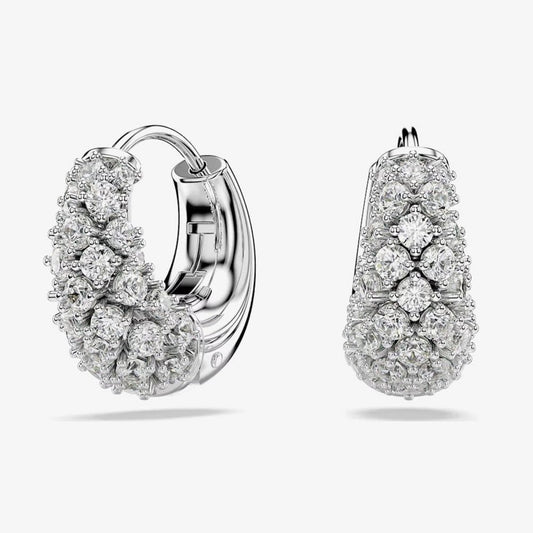 Sublima Rhodium Plated White Zirconia Hoop Earrings