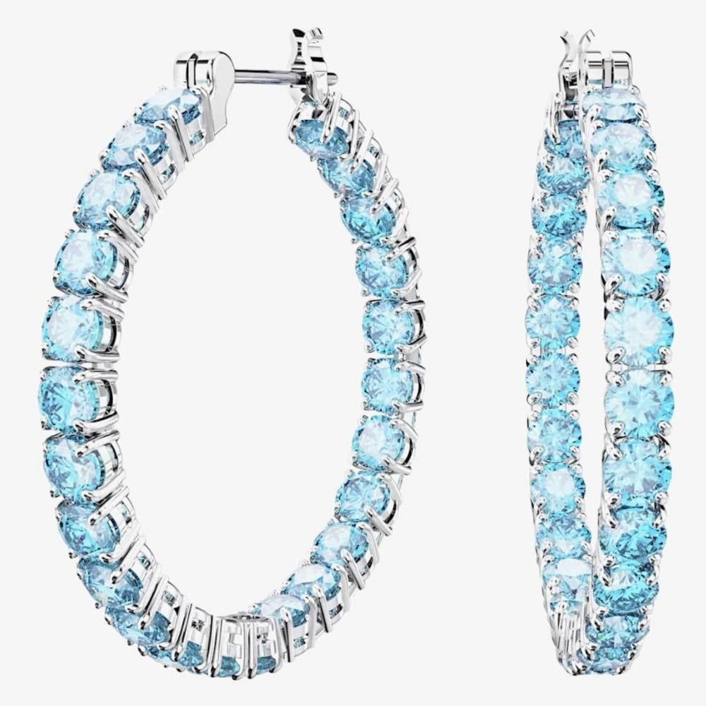 Swarovski Matrix Blue Crystal Hoop Earrings