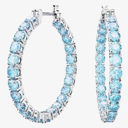 Swarovski Matrix Blue Crystal Hoop Earrings