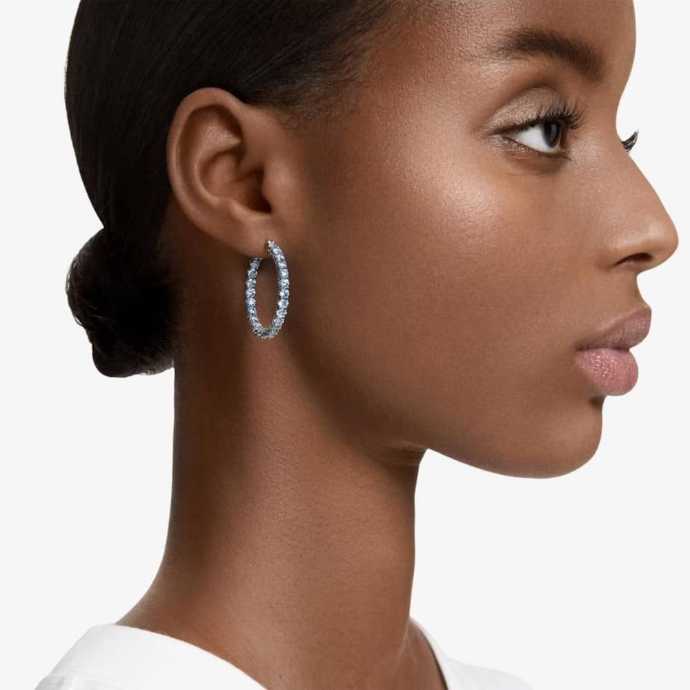 Swarovski Matrix Blue Crystal Hoop Earrings