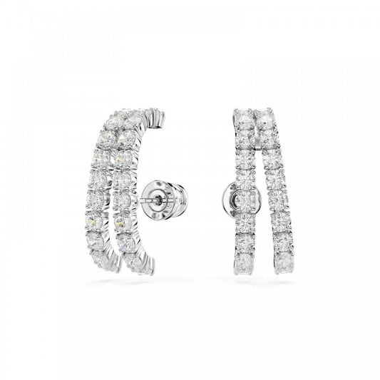 Swarovski Matrix ear cuffs, Round cut, White, Rhodium plated