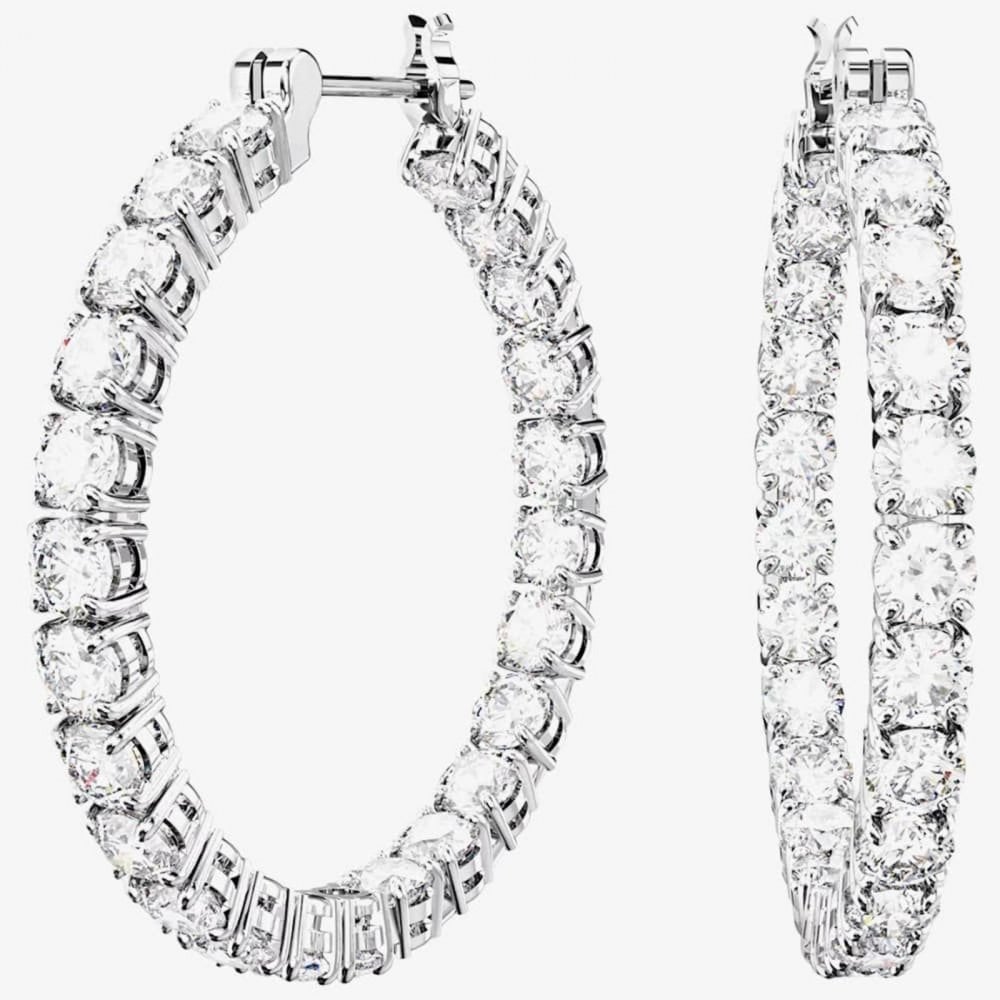 Swarovski Matrix Silver Crystal Hoop Earrings