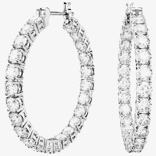 Swarovski Matrix Silver Crystal Hoop Earrings