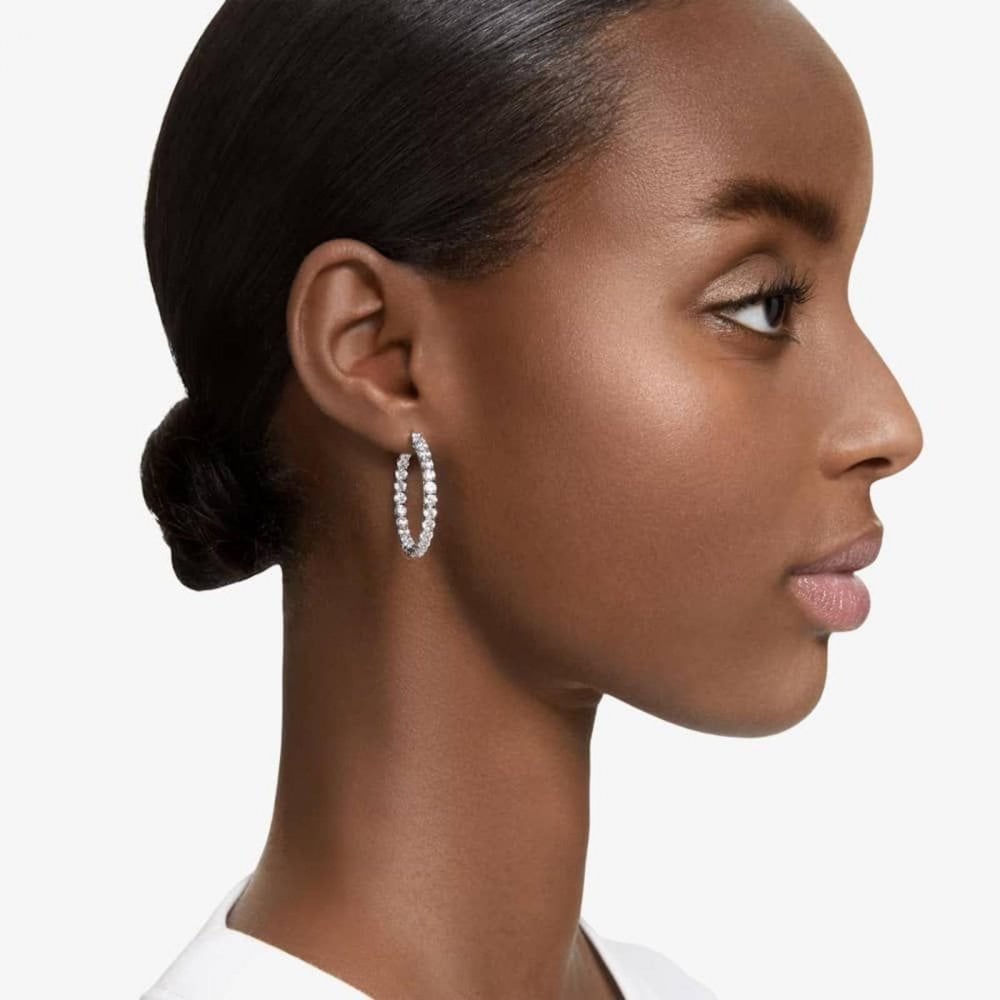 Swarovski Matrix Silver Crystal Hoop Earrings
