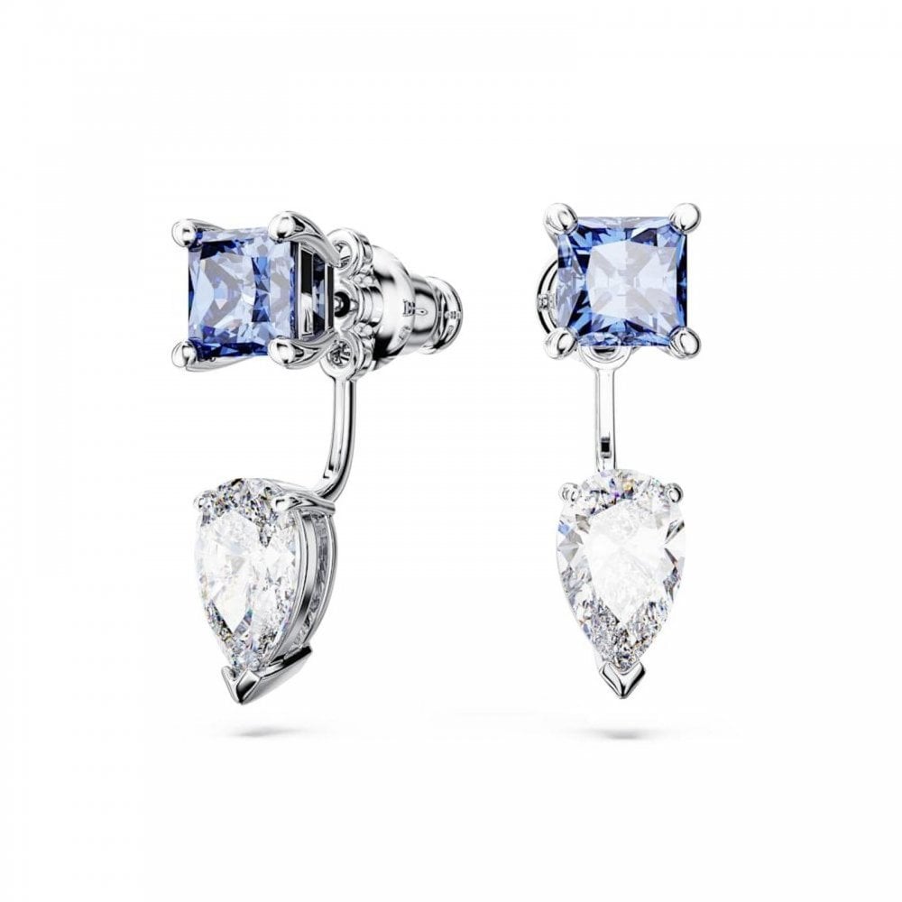 Swarovski Mesmera Mixed Cuts Blue Rhodium Detachable Jacket Drop Earrings