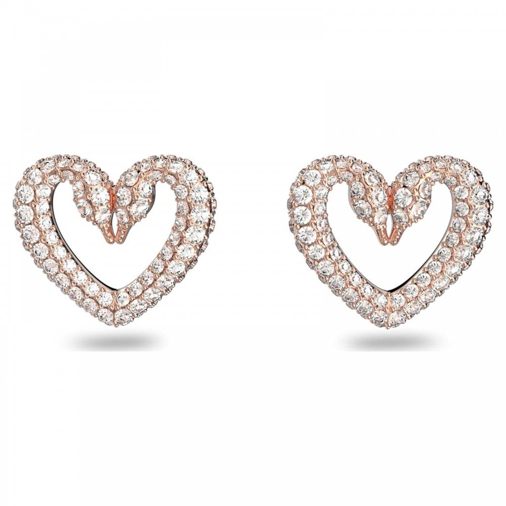 Swarovski Una Heart Small Rose Tone Stud Earrings