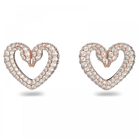 Swarovski Una Heart Small Rose Tone Stud Earrings