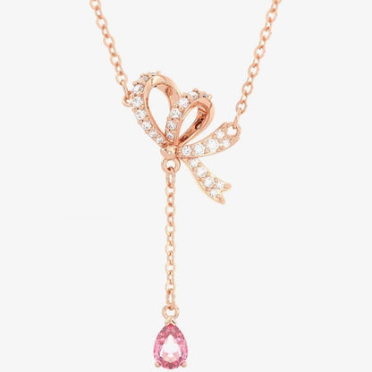 Swarovski Volta Y Rose Gold Plated Bow Pendant
