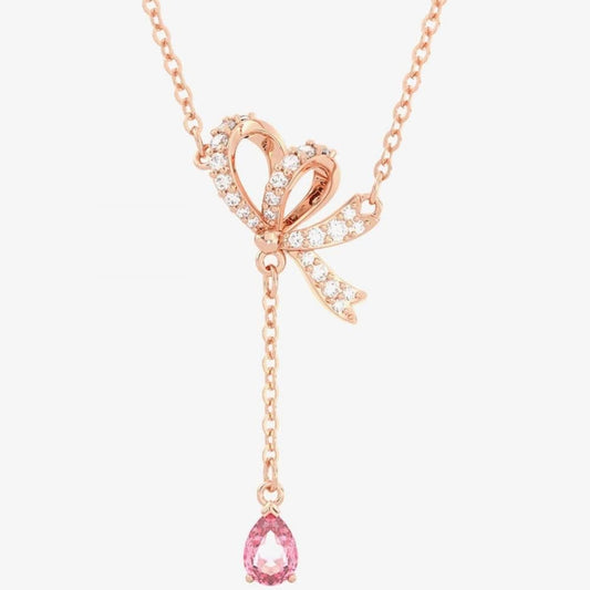 Swarovski Volta Y Rose Gold Plated Bow Pendant