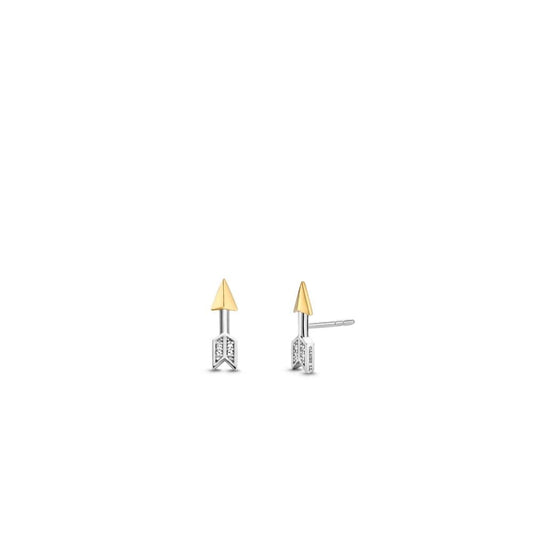 Ti Sento Arrow Gold Plated Zirconia Stud Earrings