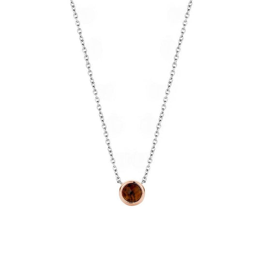 Ti Sento Brown Stone Gold Plated Necklace