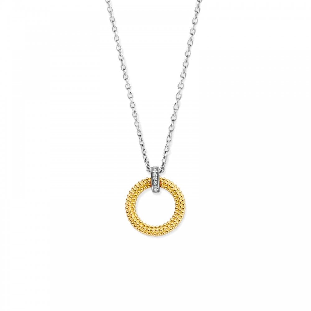 Ti Sento Circle Textured Gold Plated Pendant