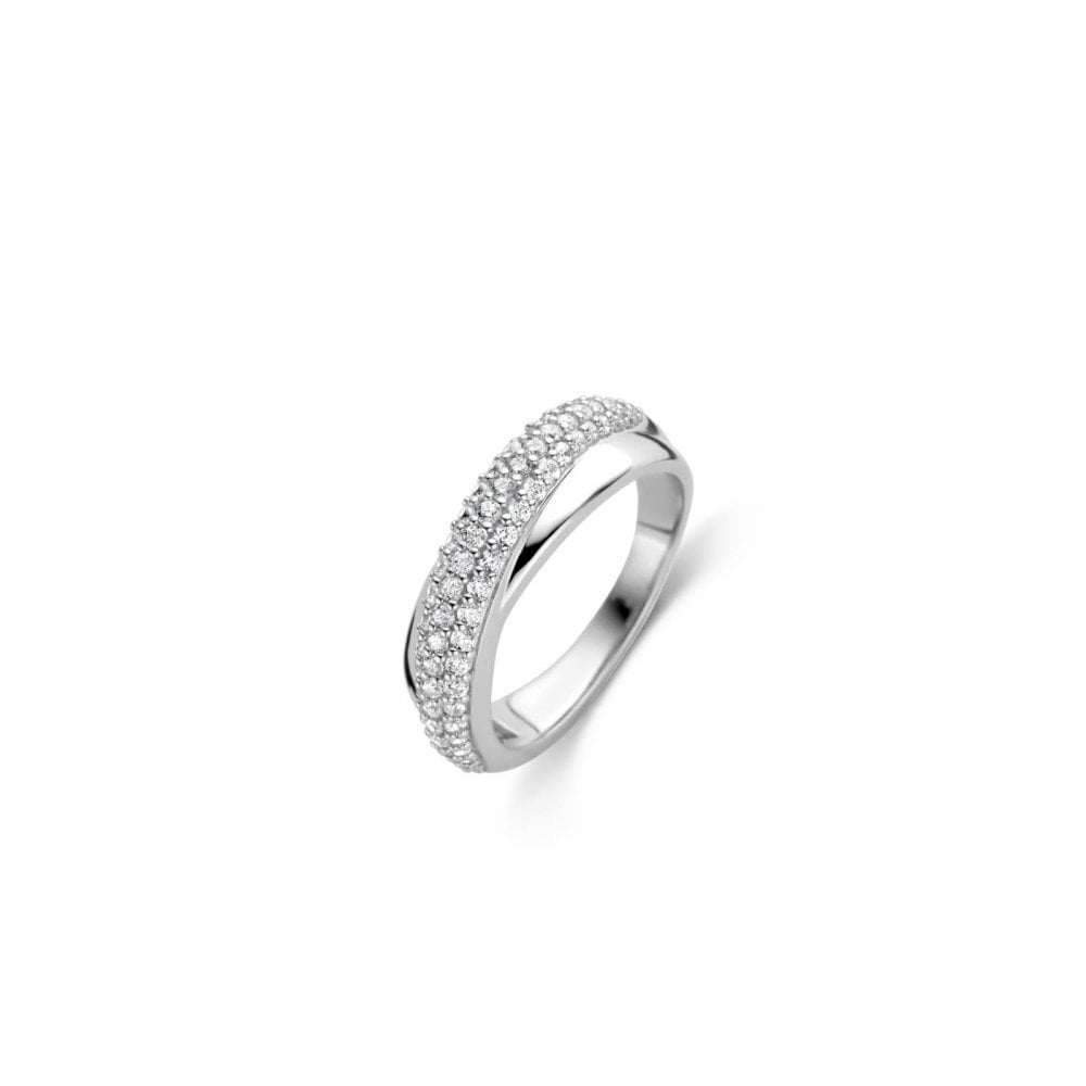 Ti Sento Cross Pave Set Silver Ring Size 56