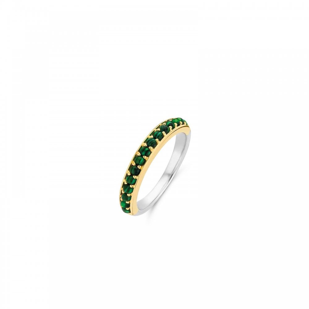 Ti Sento Gold Plated Malachite Green Ring Size 56