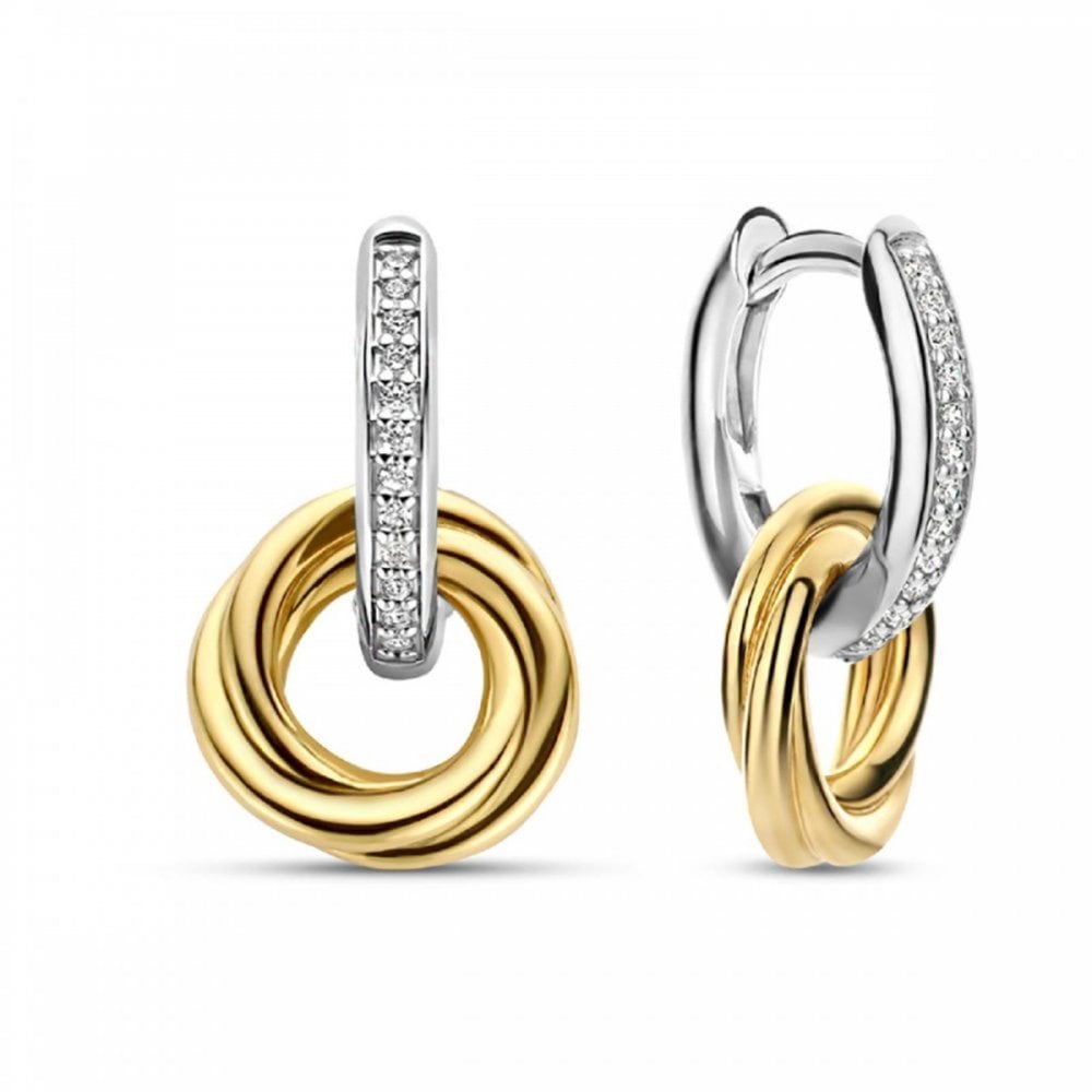 Ti Sento Gold Plated Zirconia Twist Drop Earrings