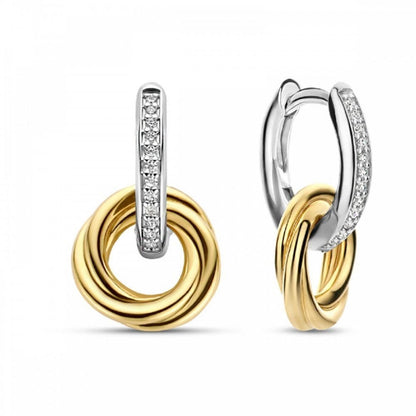 Ti Sento Gold Plated Zirconia Twist Drop Earrings