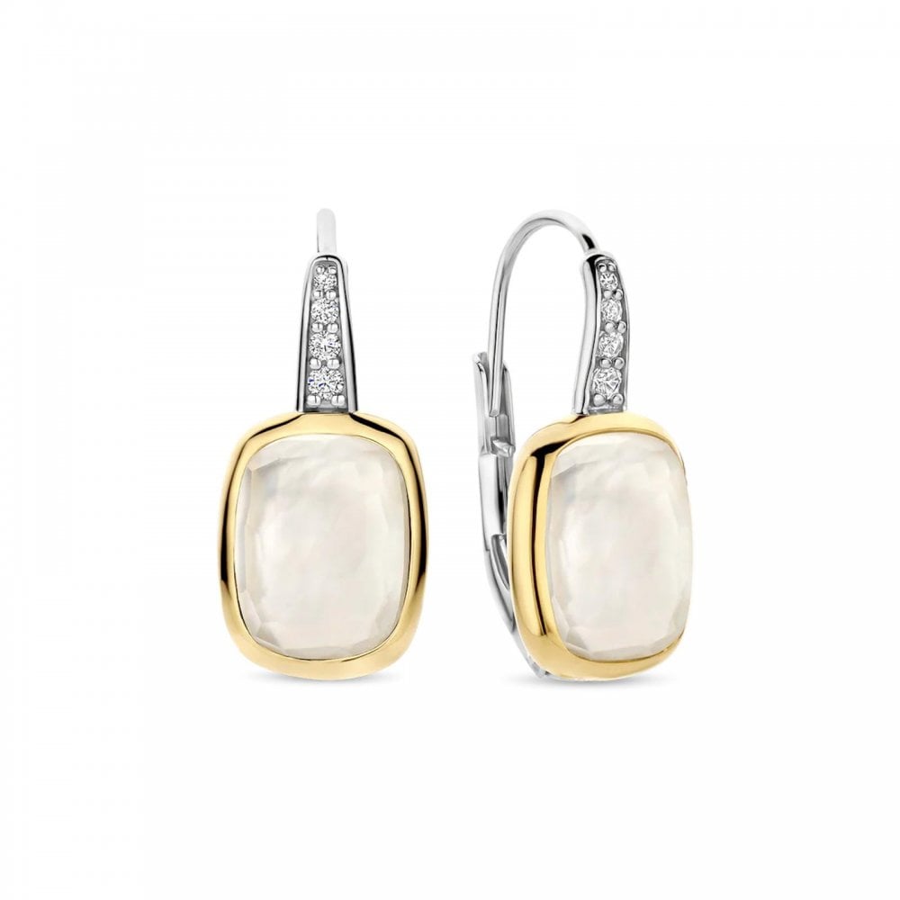 TI SENTO Gold Tone CZ Drop Earrings