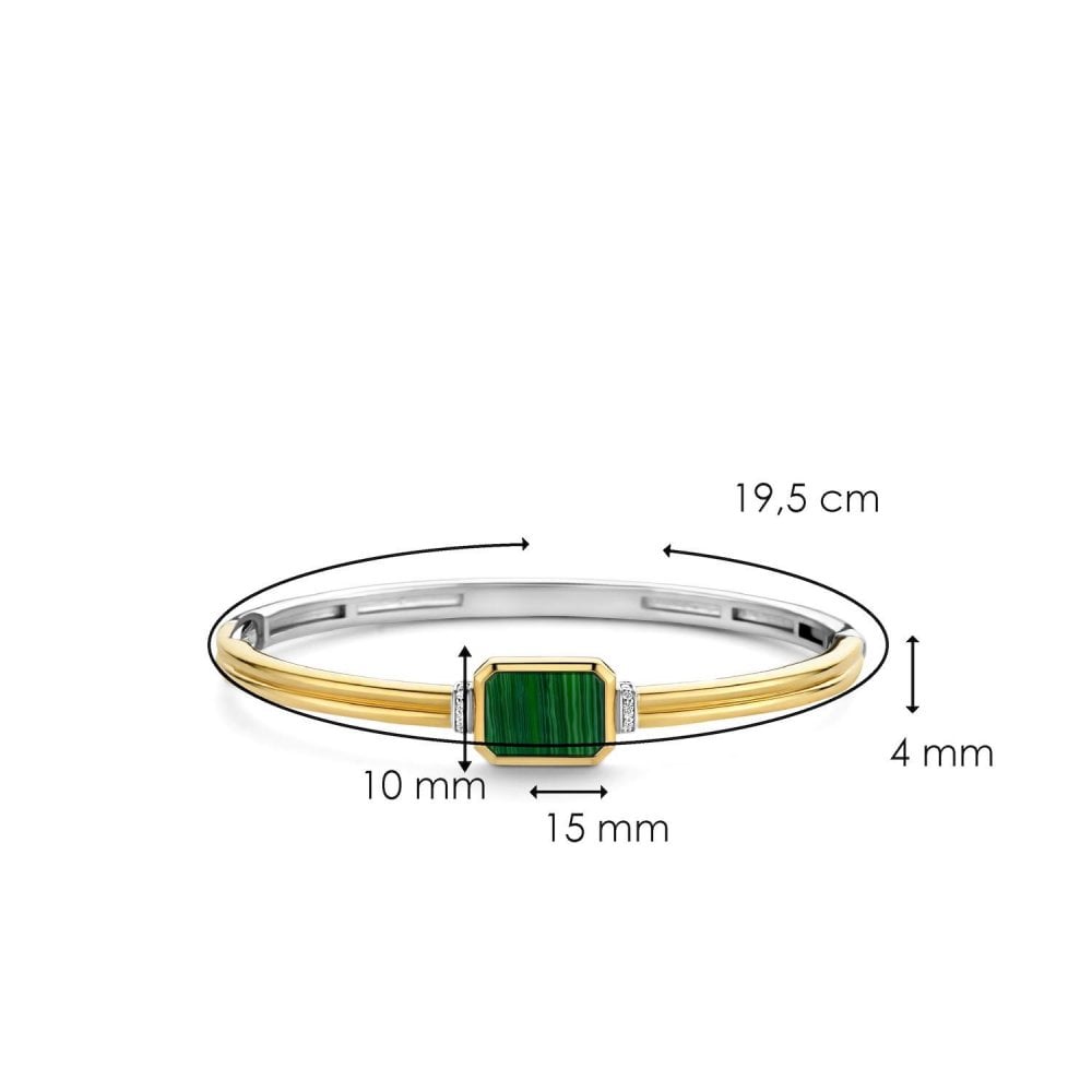 TI SENTO Green Malachite Gold Plated Bracelet