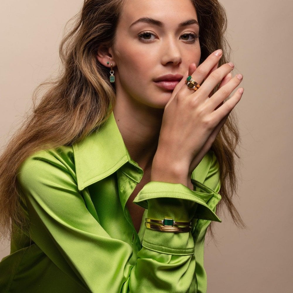TI SENTO Green Malachite Gold Plated Bracelet