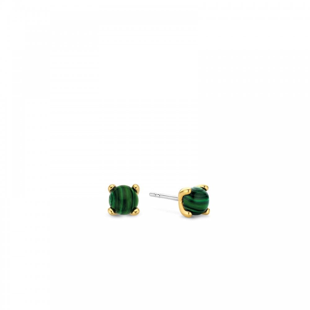 Ti Sento Malachite Gold Plated Stud Earrings