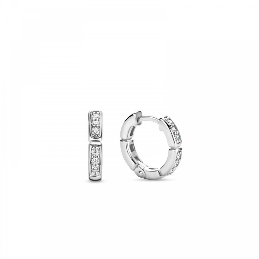 Ti Sento Pave Zirconia Hoop Earrings