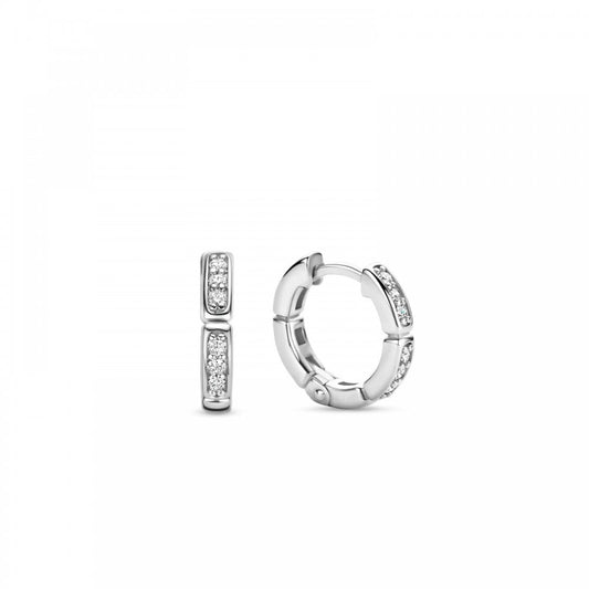 Ti Sento Pave Zirconia Hoop Earrings