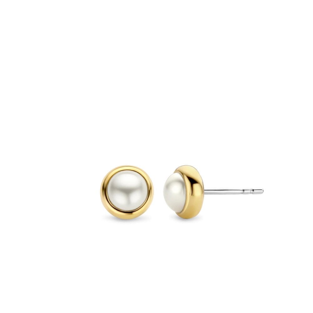 Ti Sento Pearl Gold Plated Stud Earrings