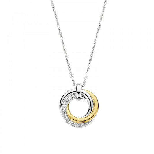 TI SENTO Silver 2 Tone Circle Entwined Necklace