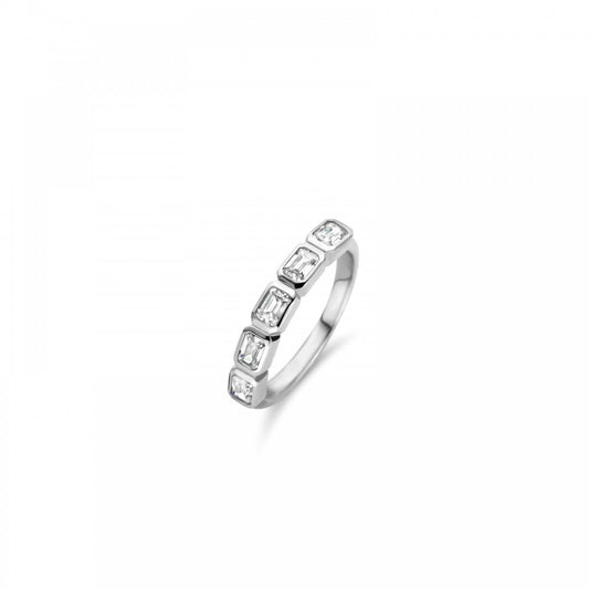 Ti Sento Silver CZ Baguette Ring Size 54