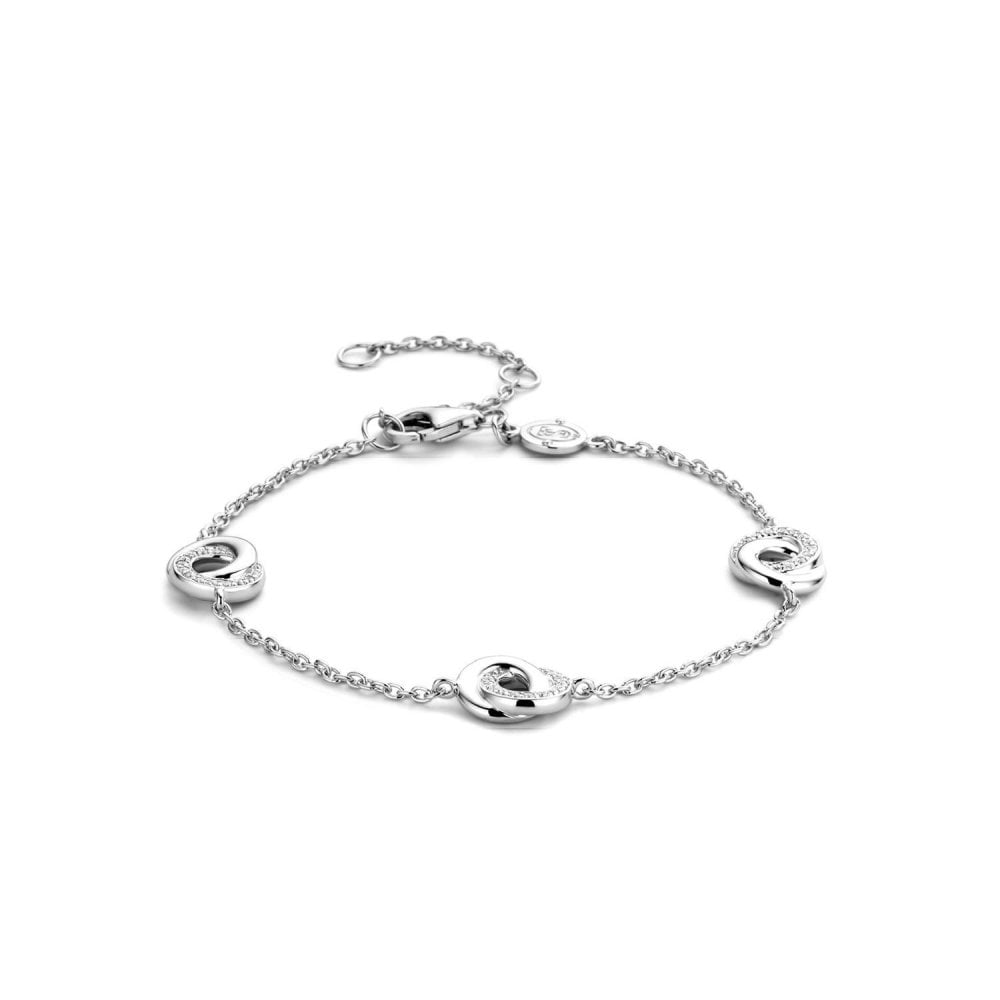 Ti Sento Silver CZ Entwined Circle Bracelet