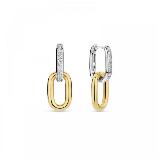 Ti Sento Silver CZ & Gold Plated Link Earrings