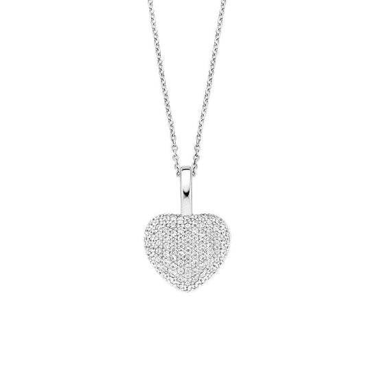 Ti Sento Silver CZ Pave Set Heart Pendant