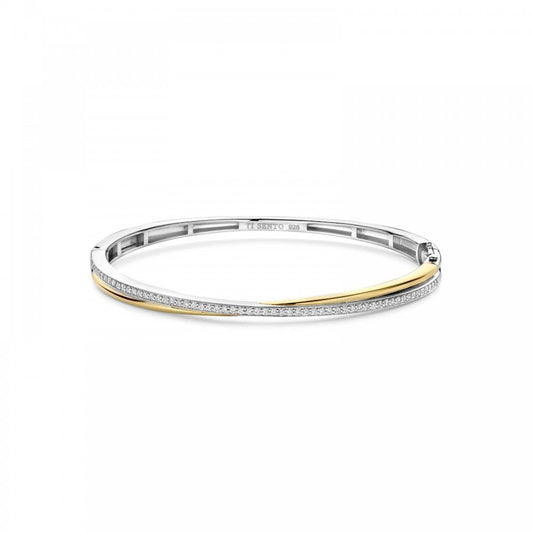 Ti Sento Silver & Gold Plate with CZ Bangle