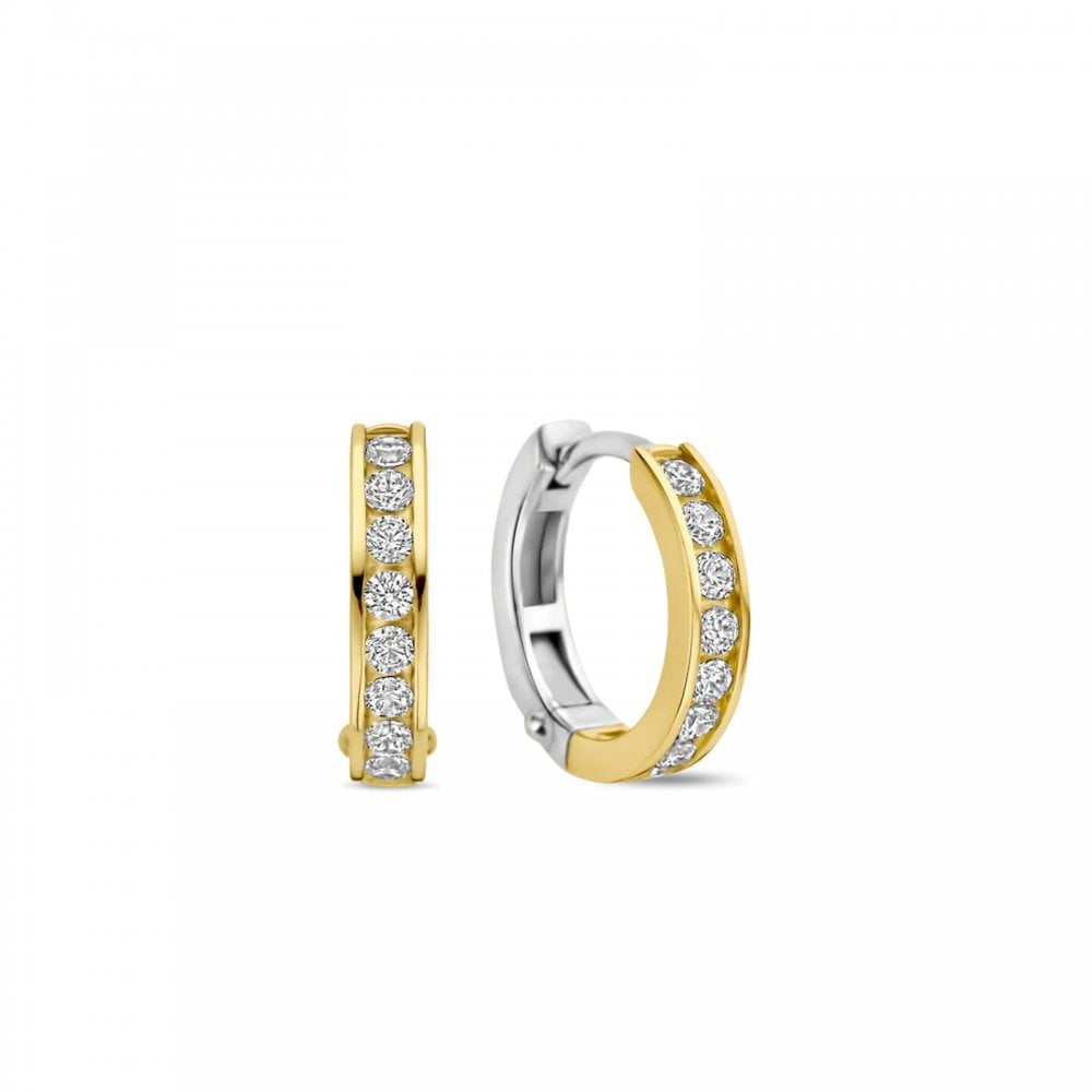 Ti Sento Silver Gold Plated CZ Hoop Earrings