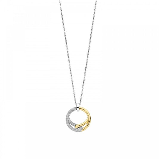 TI SENTO Silver Gold Plated CZ Necklace