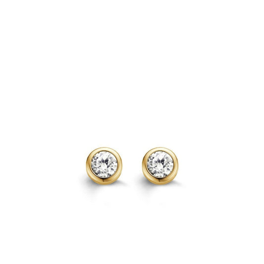 Ti Sento Silver Gold Plated CZ Stud Earrings