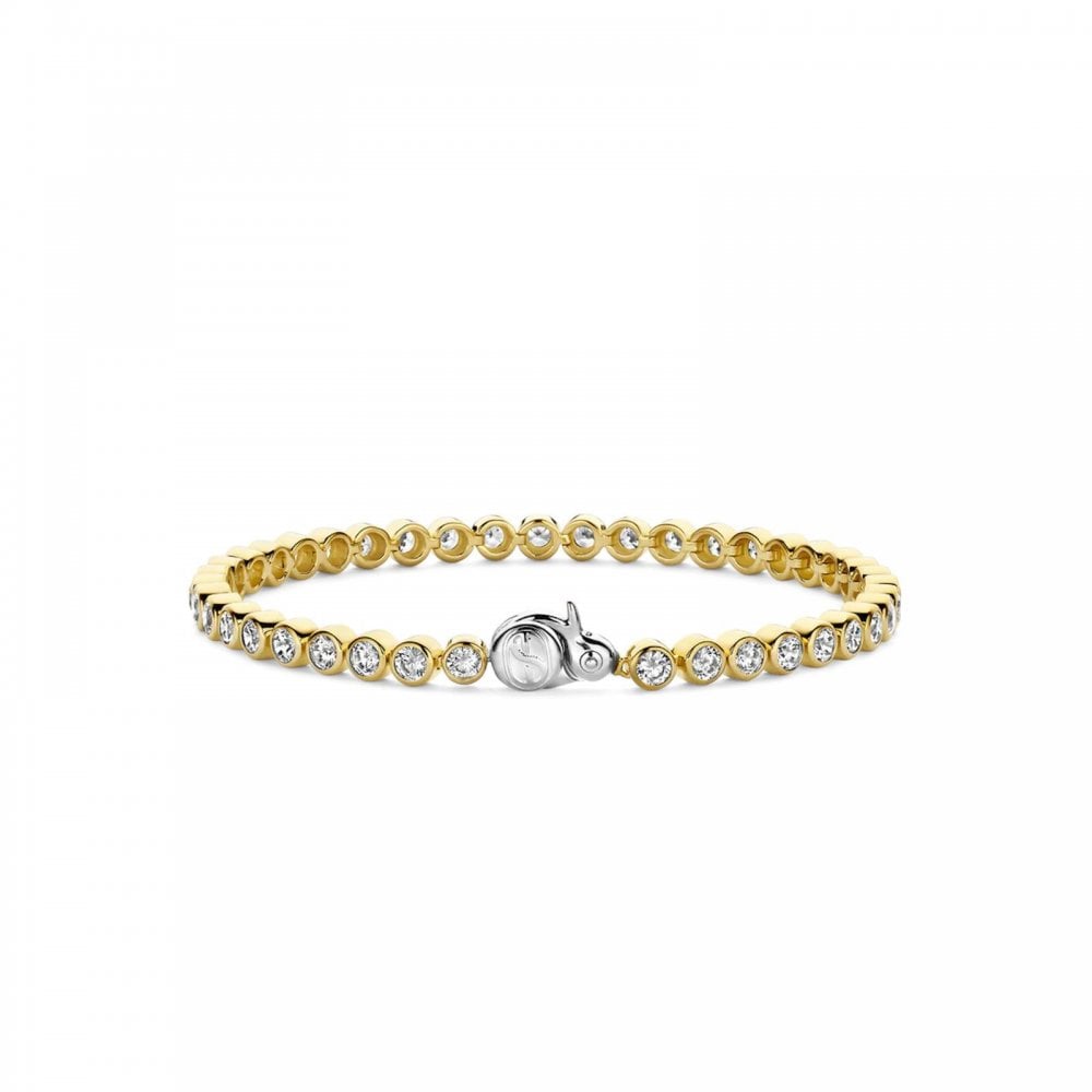 TI SENTO Silver Gold Plated CZ Tennis Bracelet