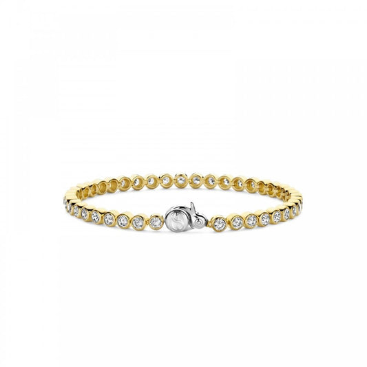 TI SENTO Silver Gold Plated CZ Tennis Bracelet