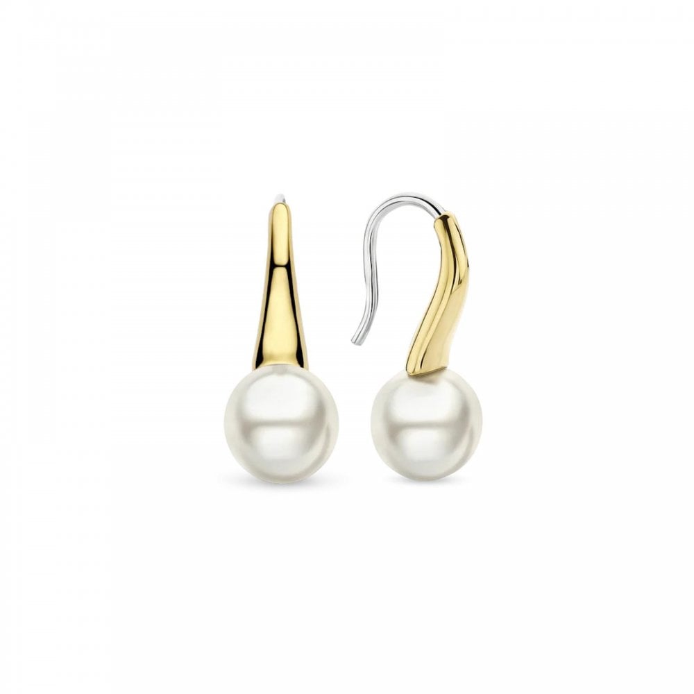 TI SENTO Silver Gold Plated Pearl Hook Earrings