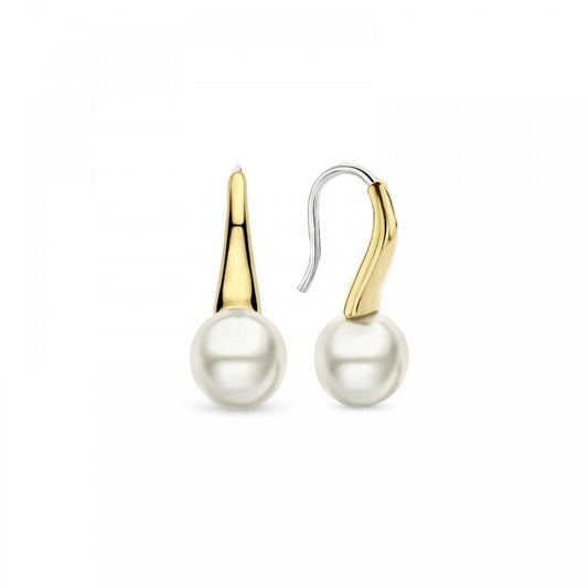 TI SENTO Silver Gold Plated Pearl Hook Earrings